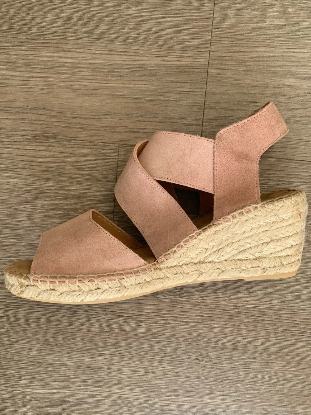 Jutelia Pink Suede Espadrille Wedge Sandals - Size 40